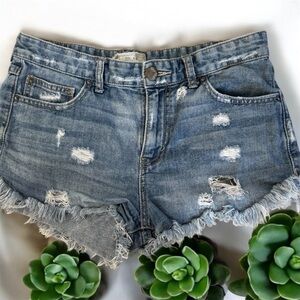 Free People High-Rise Distressed Jean Shorts Size 28